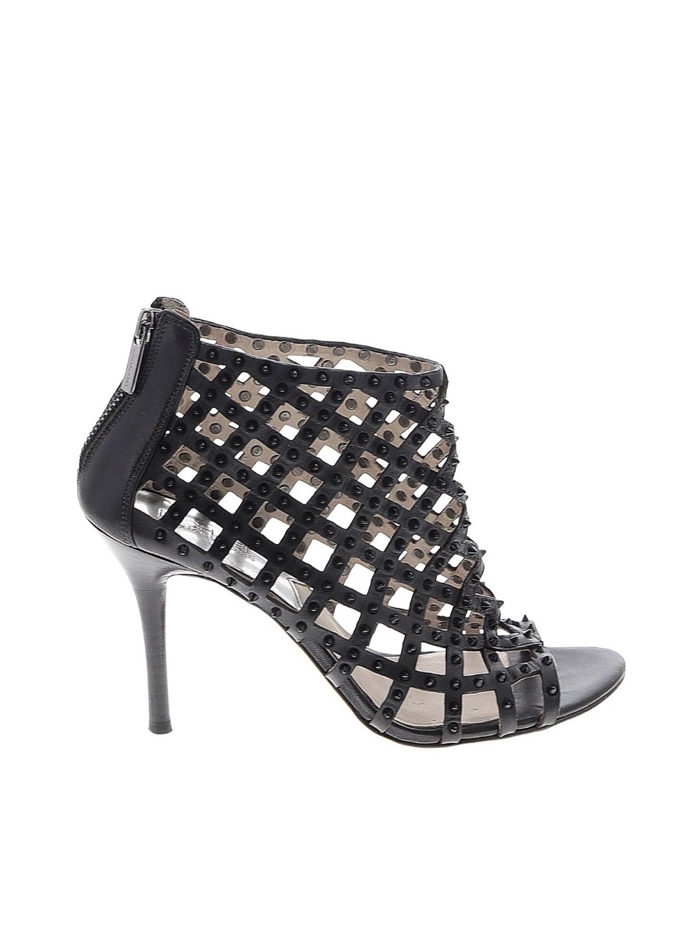 MICHAEL Michael Kors Black Studded Cage Peep-Toe Stiletto Bootie